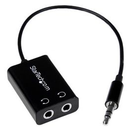 StarTech Addatore cavo splitter mini jack per auricolari slim nero - 3,5 mm maschio a 2 x 3,5 mm femmina