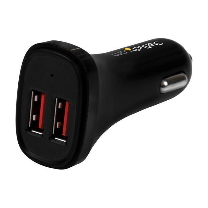 Startech Caricatore da auto con Doppia Porta usb - 24w/48a - nero