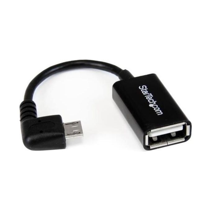 StarTech Cavo Adattatore micro USB a USB femmina angolato a destra OTG da viaggio 12cm M/F - Bianco