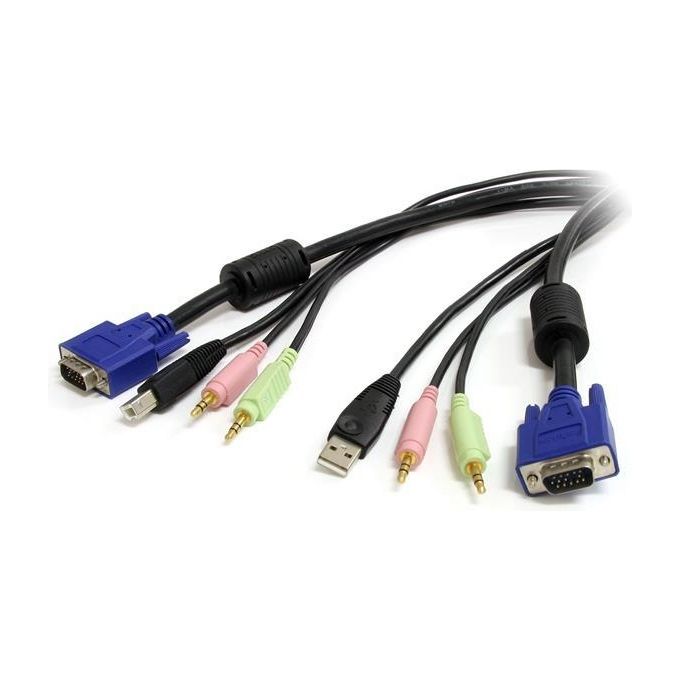 StarTech Cavo switch KVM VGA USB 4 in 1 da 1,8 m con audio e microfono