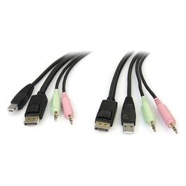 StarTech Cavo switch KVM DisplayPort® USB 4 in 1 con audio e microfono 1,8 m