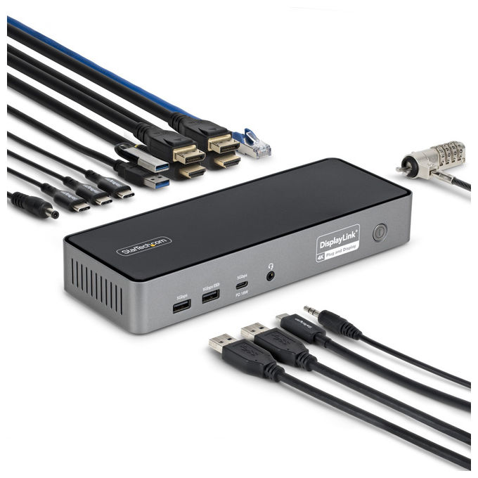 StarTech.com DK30C2DPEPRUE Adattatore Multiporta USB-C Docking Station tre Monitor 4K 60Hz PD 140W Grigio