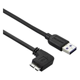 StarTech.com Cavo USB 3.0 Tipo A a Micro B slim - Connettore USB3.0 A a Micro B slim ad angolo sinistro Gen 1 (5 Gbps) - 1m