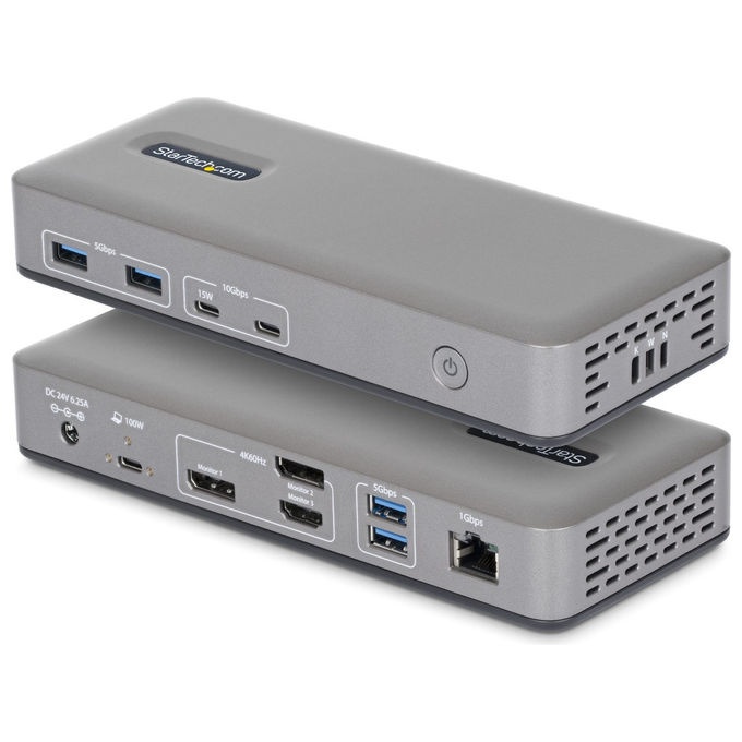 Startech.com Docking Station Usb-c Triple Monitor, Displayport / Hdmi, 2x 4k 60hz, 1x 4k 30hz, Ricarica Laptop 100w, Ethernet