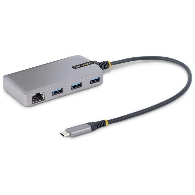Startech.com Hub Usb-C con Etherenet a 3 Porte Cavo Lungo 30cm -Adattatore Hub Usb Type-c Portatile con Gbe