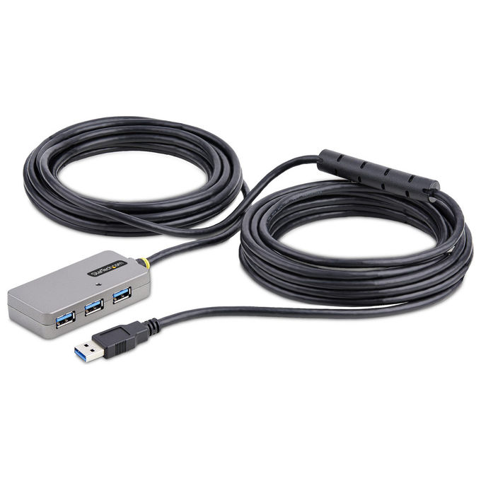 StarTech.com Hub USB 3.2 Gen 1 4 Porte 10 m Nero e Argento