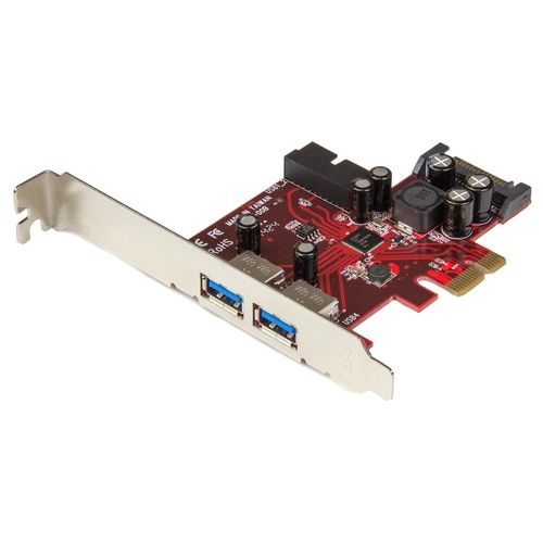 StarTech.com Scheda Espansione PCI Express USB 3.0 a 4 porte - 2 interne, 2 esterne - Adattatore PCIe alimentato SATA
