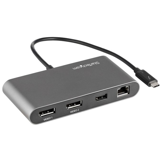 StarTech.com TB3DKM2DPL Thunderbolt 3 Mini Dock Docking Station TB3 Portatile per Doppio Monitor DisplayPort 4K 60Hz