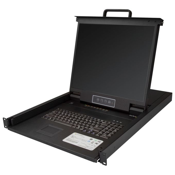 StarTech RKCONS1908K Console KVM per Armadio Rack 8 Porte VGA Schermo LCD 19'' Tastiera Integrata USB PS-2 Acciaio Nero