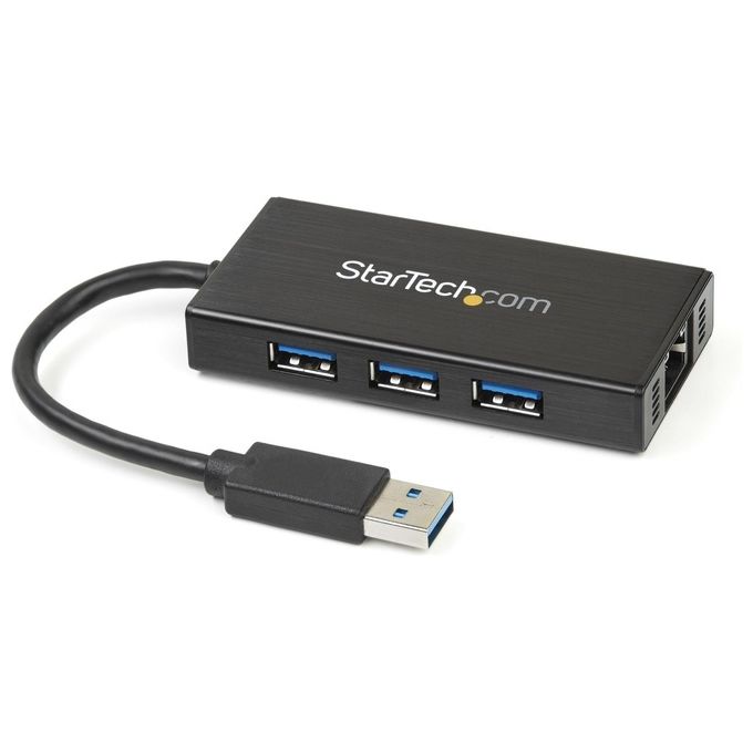 StarTech Hub Portatile USB 3.0 con Adattatore NIC Ethernet Gigabit Gbe in alluminio con cavo - UASP