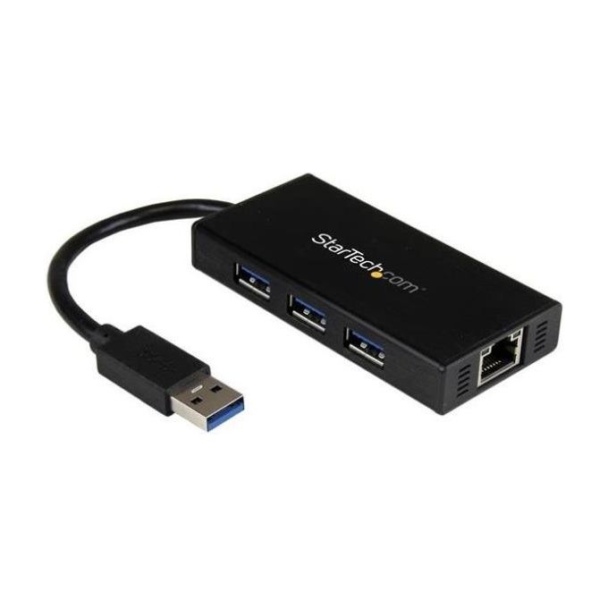 StarTech Hub Portatile USB 3.0 con Adattatore NIC Ethernet Gigabit Gbe in alluminio con cavo - UASP