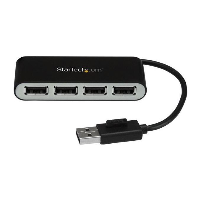 Startech Hub USB 2.0 portatile a 4 porte con cavo integrato - Perno e Concentratore USB compatto - Mini Hub USB2.0