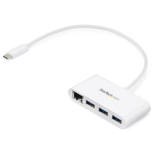 Startech Hub USB 3.0 a 3 porte con Gigabit Ethernet - USB-C a 3x USB-A - Bianco