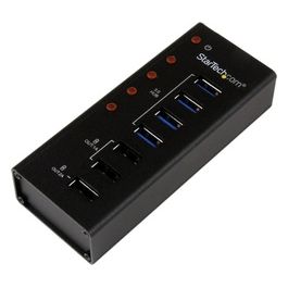 StarTech Hub USB 3.0 alimentato a 4 porte con 3 porte di ricarica USB dedicate (2 x 1A e 1 x 2A) - Box esterno in metallo per montaggio a parete