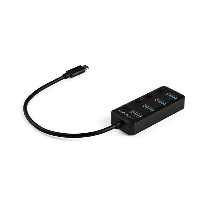 Startech Hub Usb-C a 4 Porte 4x Usb-A con Switch On/Off Individuale