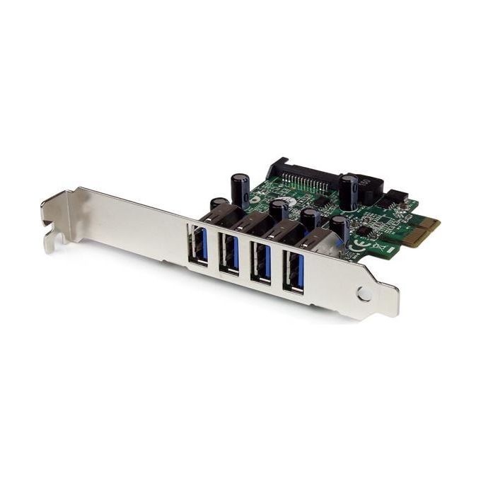 StarTech Scheda Pci Express PCIe con 4 porte USB 3.0 SuperSpeed con aimentazione SATA – Basso profilo