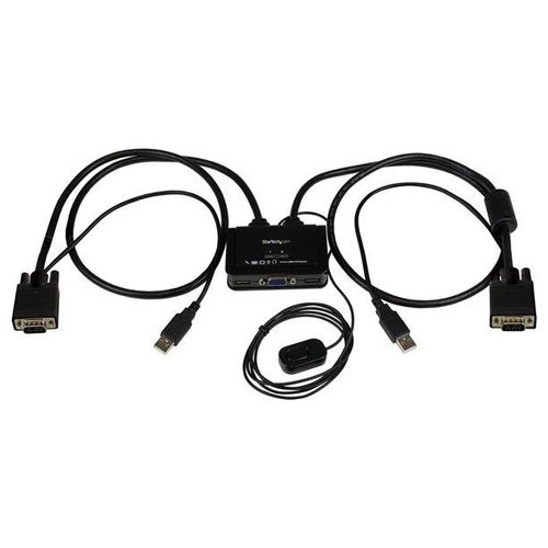 StarTech Switch Commutatore KVM USB VGA a 2 porte - Alimentato via USB con pulsante di commutazione a distanza