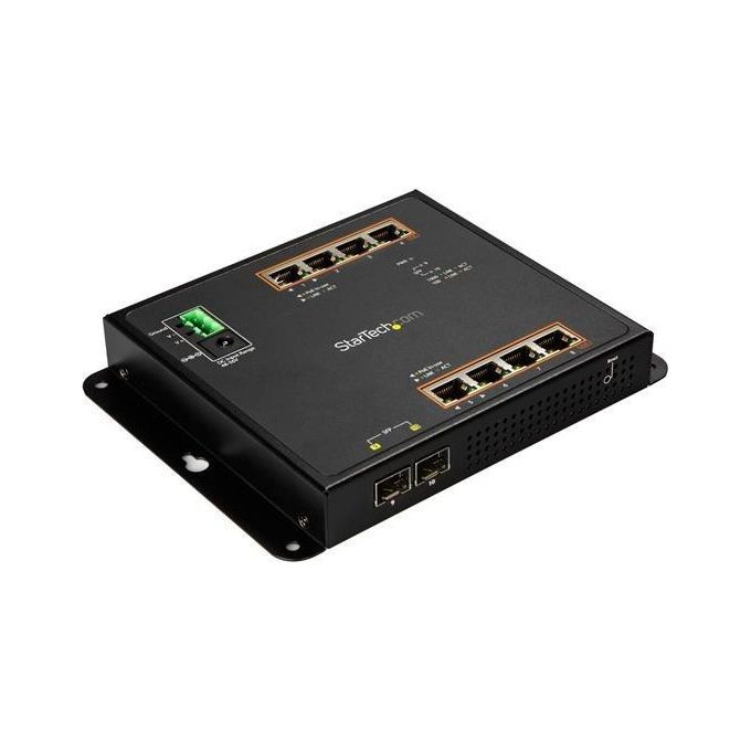 Startech Switch Ethernet Gigabit a 8 porte PoE+ con 2 Connessioni SFP Gestito Montabile a Parete con Accesso Frontale