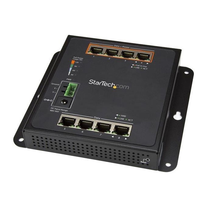 Startech Switch Ethernet Gigabit a 8 porte 4 PoE+ Gestito Montabile a Parete con Accesso Frontale