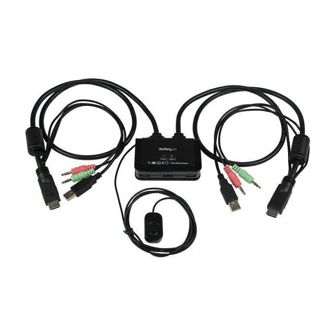 StarTech Switch KVM cavo HDMI® USB 2 porte con audio e switch remoto – Alimentazione USB