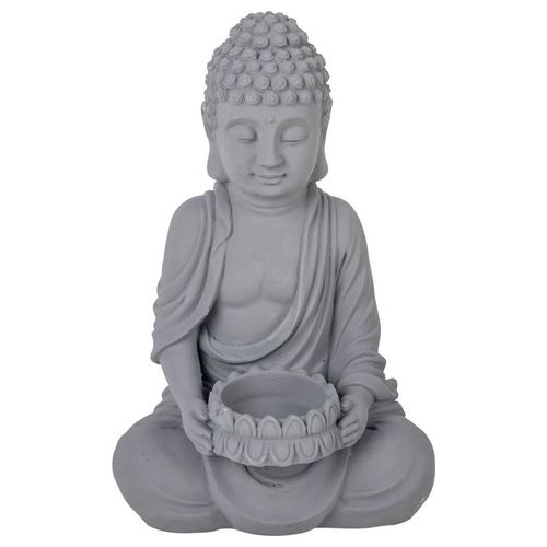 Statua Decorativa Buddha in Cemento 13X11X21 cm Grigio