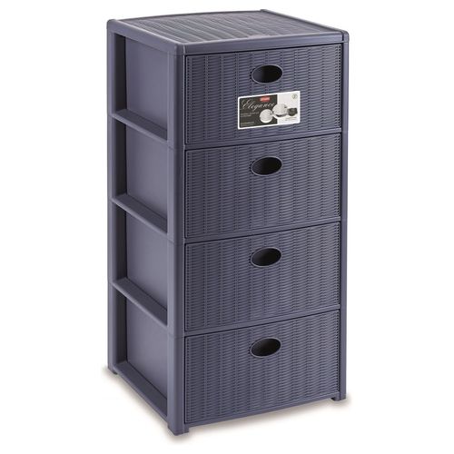 Stefanplast 30406 Cassettiera 4 Cassetti Elegance Blu Navy 40x40x79cm
