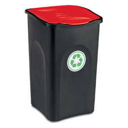 70653 Pattumiera Ecogreen 50 Litri Nero Coperchio Rosso