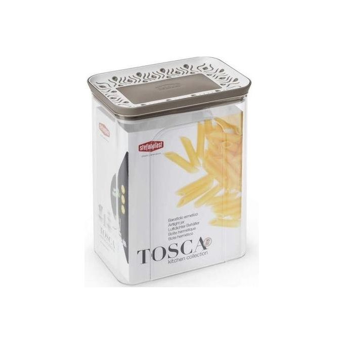 Stefanplast Barattolo Rettangolare Ermetico Linea Tosca Palace per Alimenti 2,2 Litri Tortora