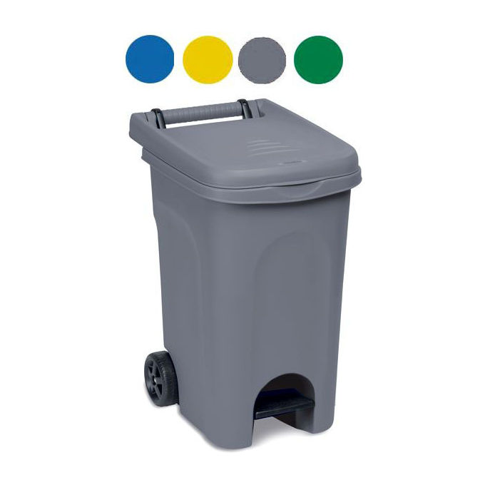 Image of Stefanplast Bidone Urban Quadro con Pedale Verde 60 Litri