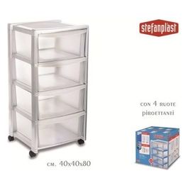 Stefanplast Cassettiera Libera 4 Cassetti Bianco