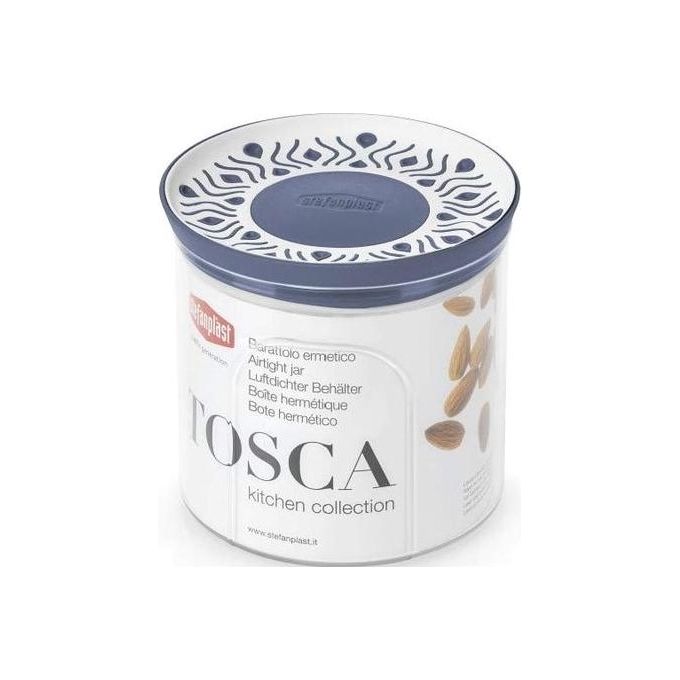 Stefanplast Contenitore Ermetico Tosca Tondo 0,7 Litri Bianco-Blu