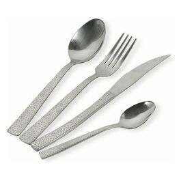 Stone Posate Set 24 Pezzi Acciaio Satinato con Effetto Tartarugato 6 Coltelli 6 Forchette 6 Cucchiai 6 Cucchiaini