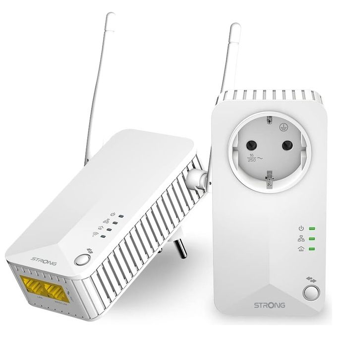 Strong Powerline WI-FI 600 KIT | WiFi 6 | Adattatore Powerline + adattatore Wi-Fi Powerlan | Hotspot WLAN | fino a 600 Mbit/s | Portata oltre 300 m, bianco