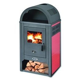 Stufa Acciaio Vienna S Fianchi Ceramica Rosso