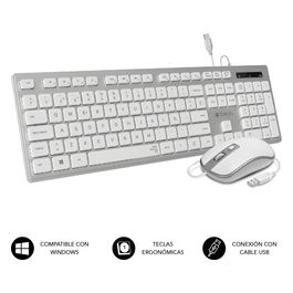 Subblim Combo Wired Ergo Mouse e Tastiera Silent Flat Hq Silver