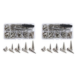 Kit 140 Borchie LED Coniche Argento Misto per Abbigliamento Fai da Te Decorazione