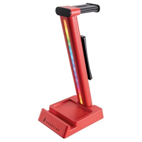Surefire Vinson N1 48846 - Supporto per cuffie da gioco con illuminazione RGB supporto da 28 cm in piedi o al tavolo accessori da gioco colore: Rosso