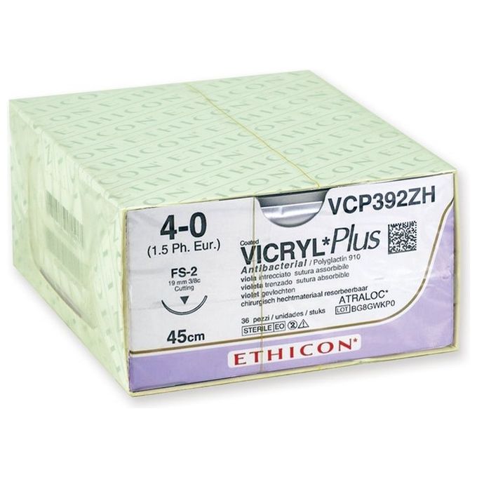 Sutura Assorbibile Ethicon Vicryl Plus - 4/0 Ago 19 Mm conf. 36 pz.