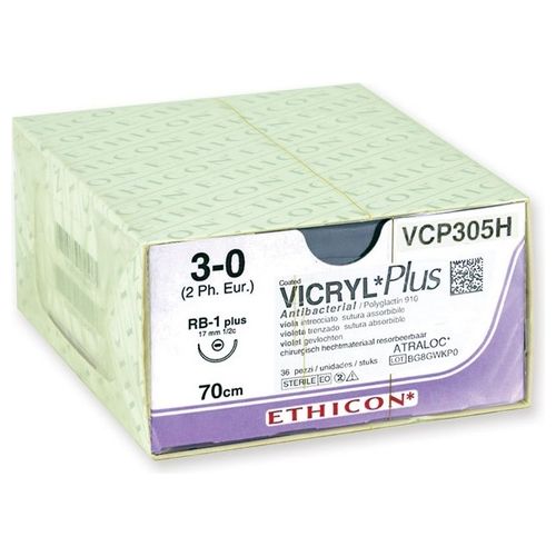Sutura Assorbibile Ethicon Vicryl Plus - 3/0 Ago 17 Mm conf. 36 pz.