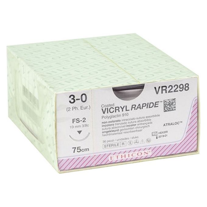 Sutura Assorbibile Ethicon Vicryl Rapid - 3/0 Ago 14 Mm conf. 36 pz.