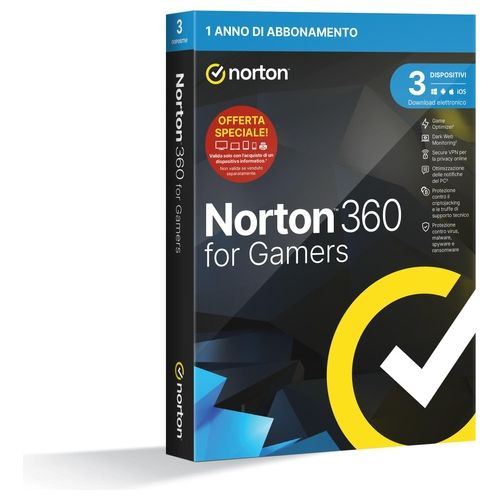 Symantec Norton 360 per Gamers 50Gb It 1 User 3 Device 1 Year Attach