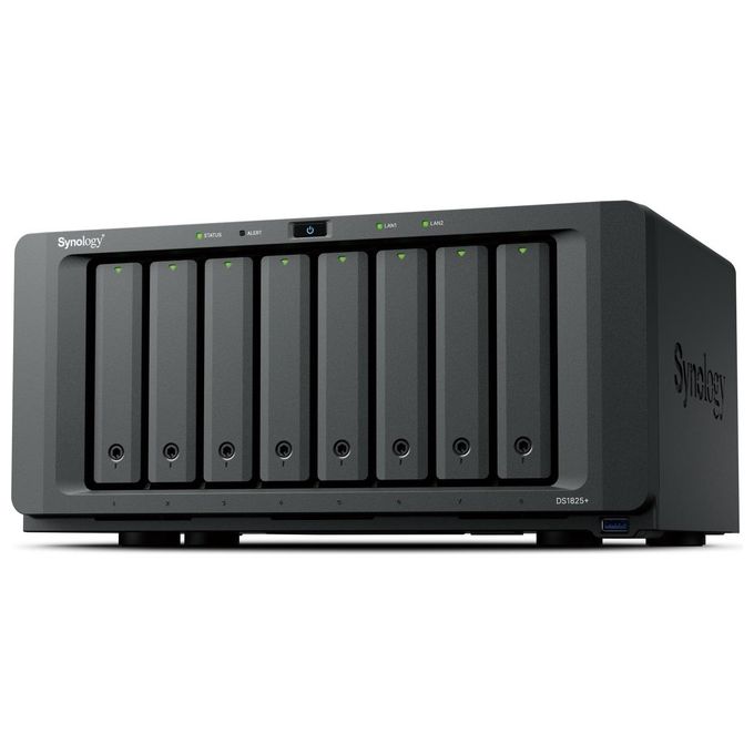Synology nas Synology Ds1825 x 8hd 3.5''-2.5'' Sata-ssd-m.2 -no Hd-amd Ryzen V1500b-2p 2.5gbe Rj45-3p Usb3.2 - ddr4 8g-supp. 40 Telec.