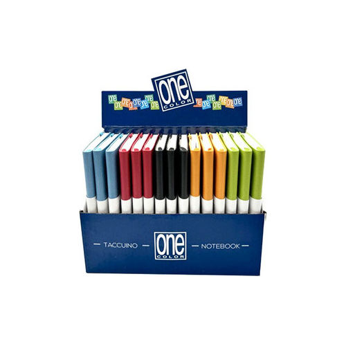 taccuino one color A5 8741 copertina morbida ecopelle colori assortiti righe 96 fogli 70 gr elastico espositore 15 pezzi