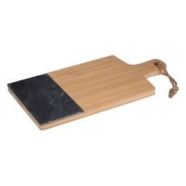 Tagliere Rettangolare con Manico 37X19X2 Cm in Legno/Ardesia