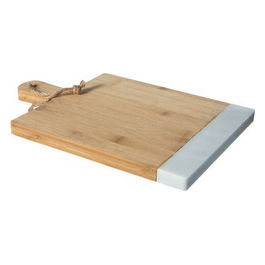 Tagliere Rettangolare con Manico a Servire in Marmo/Bamboo cm 35x24x1,8