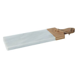 Tagliere Rettangolare con Manico a Servire in Marmo/Bamboo cm 40x12x1,8