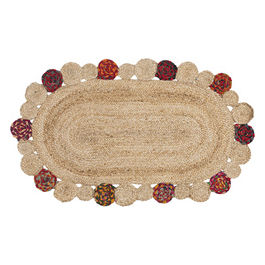 Tappeto ovale 70x120 cm in juta e cotone, stile natural, Encanto Multicolor