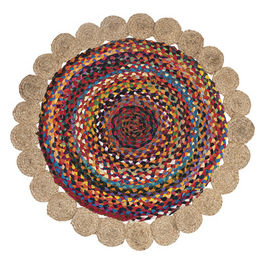 Tappeto tondo  90 cm in cotone e juta, stile natural, Encanto Multicolor