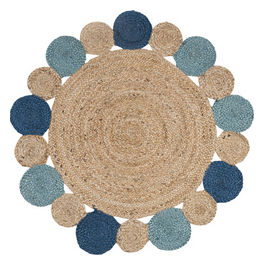 Tappeto tondo  90 cm in juta, stile natural, Encanto Ocean