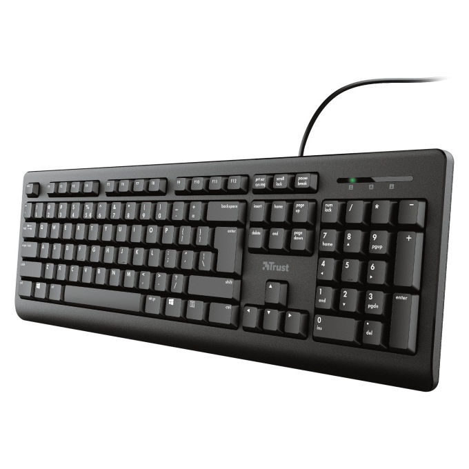 Trust 23982 TK-150 Tastiera Cablata USB Layout Spagnolo QWERTY 104 Tasti Silenziosi Resistente Agli Sversamenti 1.8 m colore Nero